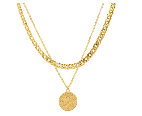 Mystic Ocean Hip Hop Necklace - Retro Gold Coin Pendant